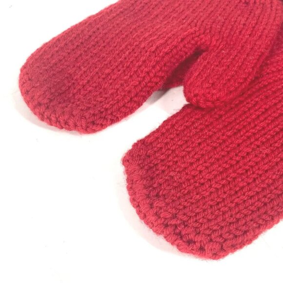 LOUIS VUITTON logo Mitten accessories with badge gloves wool Red - Picture 5 of 11
